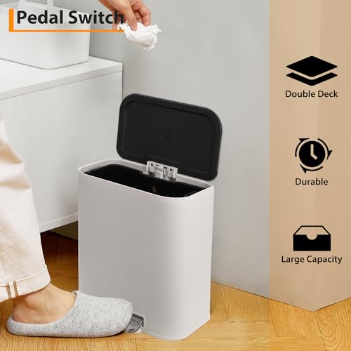 Caneca de basura rectangular de acero inoxidable 12L miniatura 2