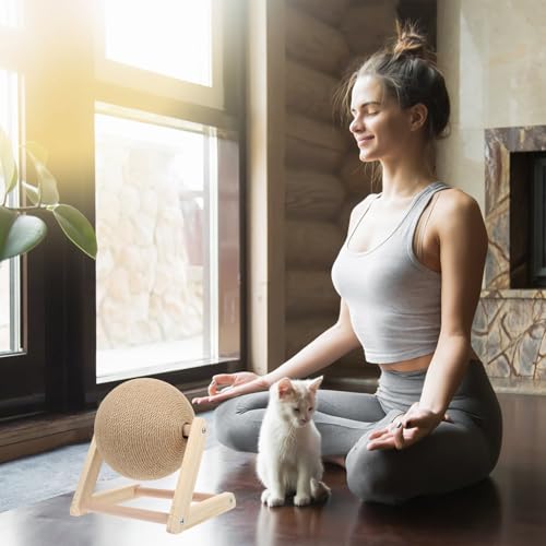 Rascador para gatos en interiores con pelota de sisal decorativa 6