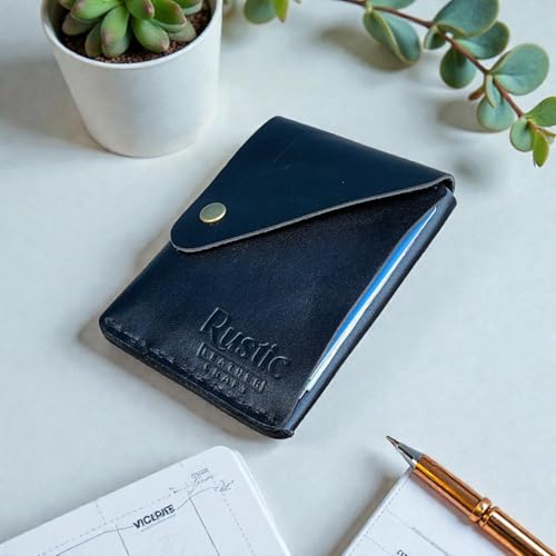 Image of Charcoal Black Genuine Leather Wallet Compact Cash and Card Holder for Men, Minimalist Design, Hand Stitched, Lightweight Regular Size (11.5x8.5 cm)