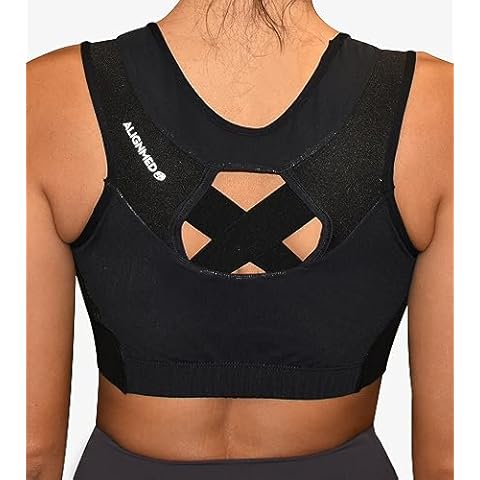 ALIGNMED AlignMe Pullover Posture Sports Bra - Corrective Support for Improved Posture and Comfortable Wear (as1, Alpha, s, Regular, Regular) Black Cover