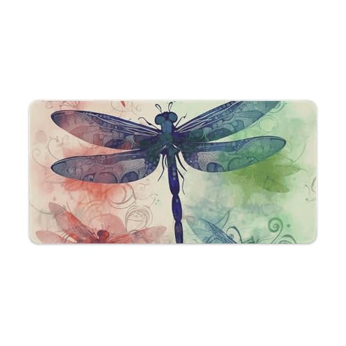 Tapis de souris grand format libellule pour bureau et maison imperméable