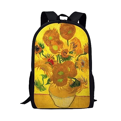 joo meryer Oil Painting Art Backpack Knapsack for Teen Adult Men Women Casual Middle School High School Book Bags,Sunflower
