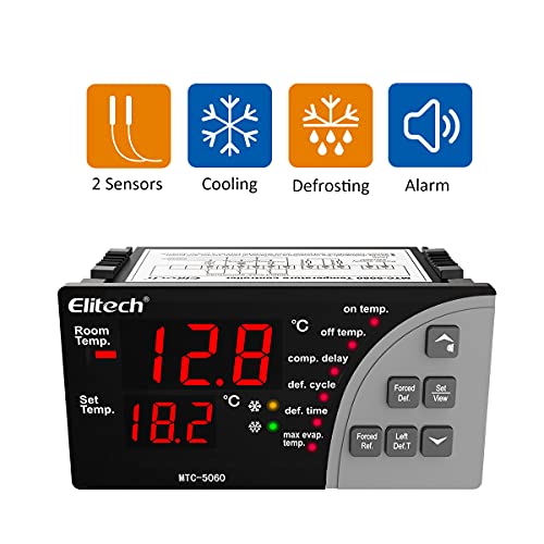 Elitech Mtc-5060 Digital Temperature Controller Universal Thermostat Cold Room Refrigerator Cooling Defrost 110V #TOP1