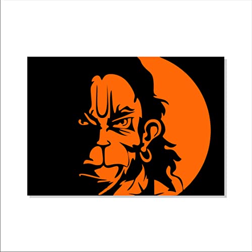 Image of RANGOLI 100% Cotton Stretched Canvas Painting 400 GSM, Framed Lord Hanuman Canvas Abstract Wall Art for Living Room, 3D Paintings for Wall Decor (16 x 23 Inch With Frame)