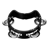 PATIKIL Tambourine, Jingle Bells Wrist Bells Hand Bell Percussion Instruments Musical Rhythm Band Plastic for Adults Church Birthday Party Christmas, Black