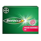 Berocca Vitamin C Effervescent Tablets, with Magnesium, Vitamin B12 and Vitamin B Complex, Mixed Berries Flavour, 1 Pack of 45 Tablets - 6 Weeks Supply