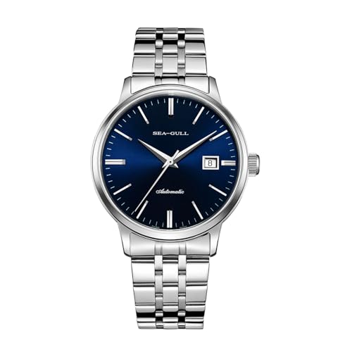 SEA-GULL Orologio da polso da uomo minimalista, design con ghiacciaio impermeabile, stile gabbiano, ST2130, in acciaio inox, vetro zaffiro 6165, Blu