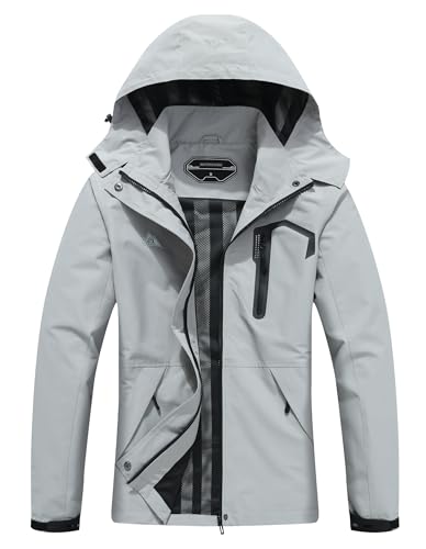 Women's Waterproof Lightweight Raincoat Windproof Windbreaker with Detachable Hood Breathable Outdoor Rain Jacket for Hiking