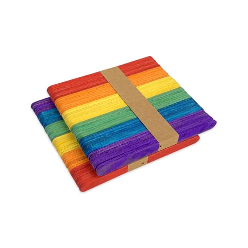 100 Stk. farbige Eiskoni-Sticks, 11,4 cm, aus nat&uuml;rlichem Holz, geschliffene Kanten, f&uuml;r S&uuml;&szlig;igkeiten und Handwerk