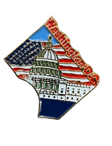 Washington DC Capitol Building Enamel Pin, American Flag Design, Patriotic Collectible, 1 Inch