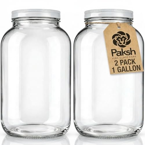 1 Gallon Glass Jar With Lid – 2 Pack Large Glass Jar...