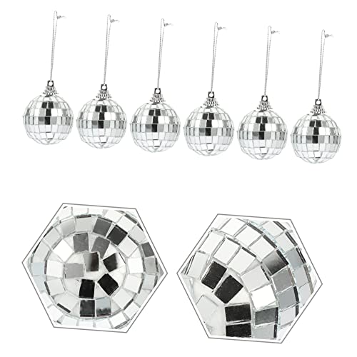 6pcs Disco Mirror Ornaments Reflective Hanging Decorations para árbol de Navidad, fiestas de cumpleaños, bodas y celebraciones miniatura 6