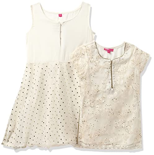 Image of BIBA Girl Viscose Layered Solid Suit Set