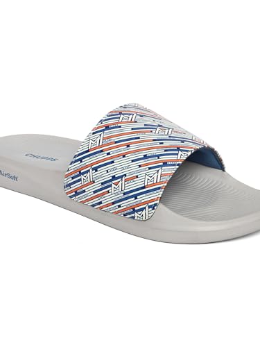 Image of CHUPPS X Mi Surge White & Navy Drift Orthopedic Slippers | Soft Footpharma Footbed | Breathable Ventilation Holes | Lightweight Flip Flops | Anti-Skid Chappals for Everyday For Mens