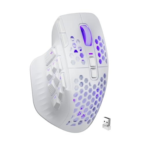 SOLAKAKA SM809 Pro Wireless Gaming Mouse for MMO,24000 DPI,16 Programmable,RGB PC Gaming Mice,White A-white SM809 Pro