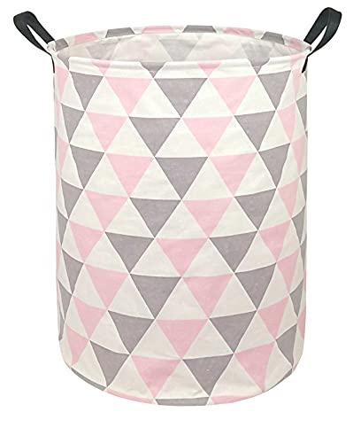Image of Laundry Hamper Toys Box Storage Bins Canvas Waterproof Collapsible Clothes Organizer Basket with Handle Freestanding Large Cute Light Weight for Home Kids Baby Room(Triangle)