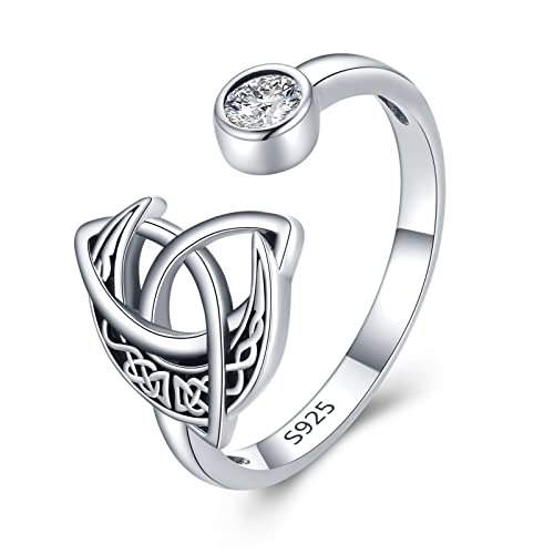 Bague de lune celtique 925 en argent sterling lune anneaux réglables bijoux celtiques cadeaux pour femmes hommes filles