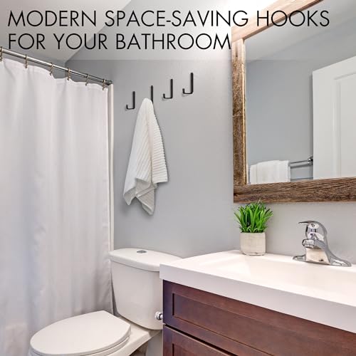 KIBAGA Stylish Bathroom Towel Hooks for Wall Mount Set of 4 - Beautiful, Sturdy & Easy to Install Metal Wall Hangers - Space Saving Matte Black Towel Holder - Your Perfect Bathroom Decor Addition - Image 4