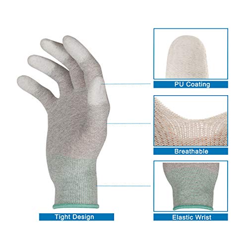 Thxtoms Esd Anti Static Gloves, High Resistance Carbon Fiber Computer Gloves, Large 1 Pair #TOP2