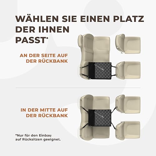Wuglo Extra Stabiler Hunde Autositz mit Sicherheitsgurt – Wasserdichter und Robuster Autositz Hund für den Rücksitz mit 4 Befestigungsgurten, geeignet für kleine Hunde bis 12 kg