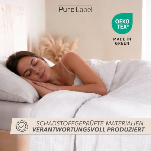 Pure Label Musselin Bettwäsche 4tlg 2x135x200+2x80x80 - Weiß – Ansicht 6