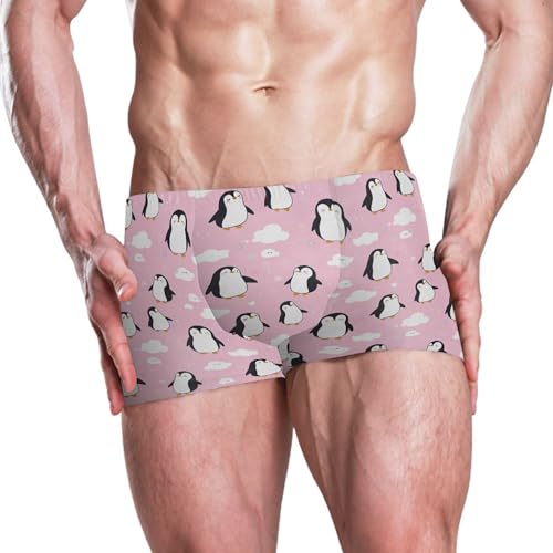 Cute Penguins Mens Swim Trunk Swimwear Bathing Suit Swim Brief Square Leg Board Short S B04049532