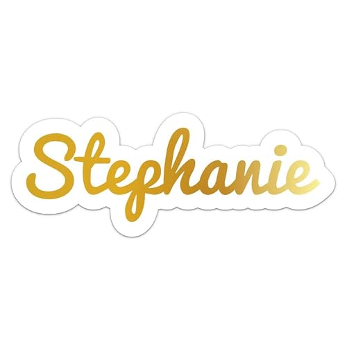 Stephanie Name Sticker - Vinyl Waterproof Decal for Car, Laptop, Wall, Window, Book Case, Water Bottle, Bumper Sticker Size - 3'' Longer Side