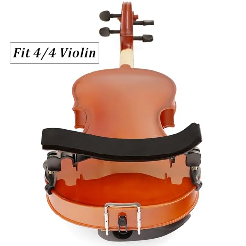 Image of SUEWIO Violin Shoulder Rest for 4 /4 Size, Premium Aluminum Alloy Violin Shoulder Rest with Thicken Comfortable Foam Pad & Height Adjustable Feet