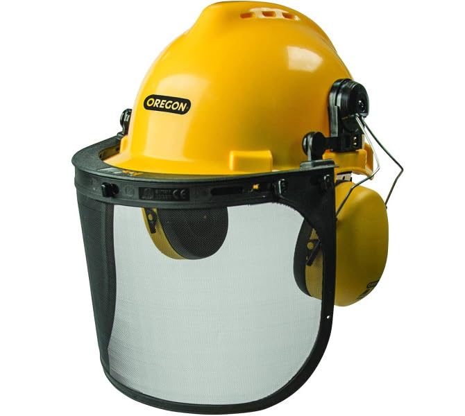 Oregon Chainsaw Safety Protective Helmet with Visor Combo Set Yellow