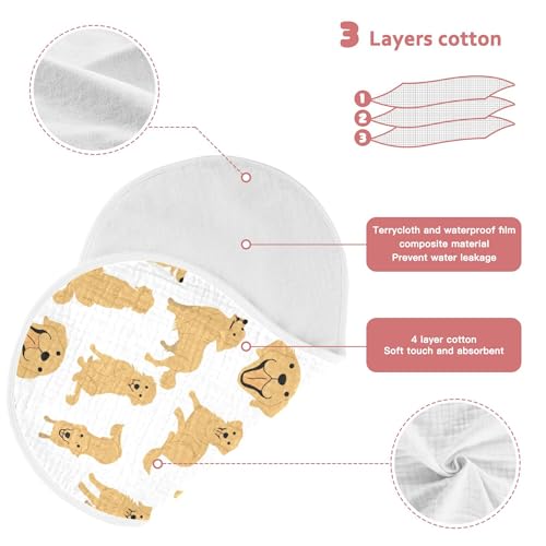 Golden Retriever Dog Muslin Burp Cloths for Baby 2 Pack Soft 100% Cotton Baby Washcloths Bibs for Boy Girl3