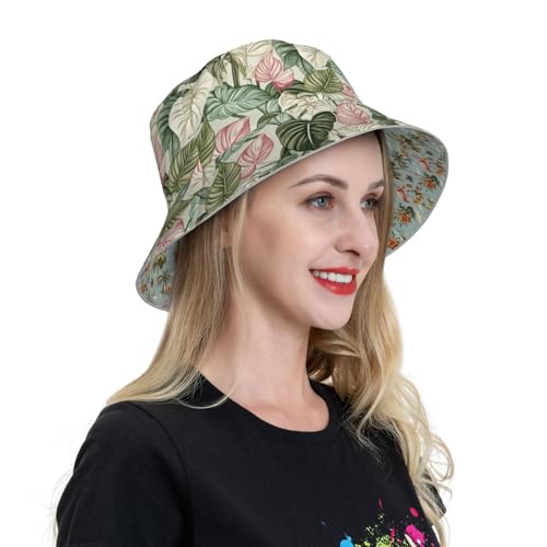 Image of Bucket Hat Double-Side-Wear Reversible Sun Hat Beach Travel Hiking for Women Men