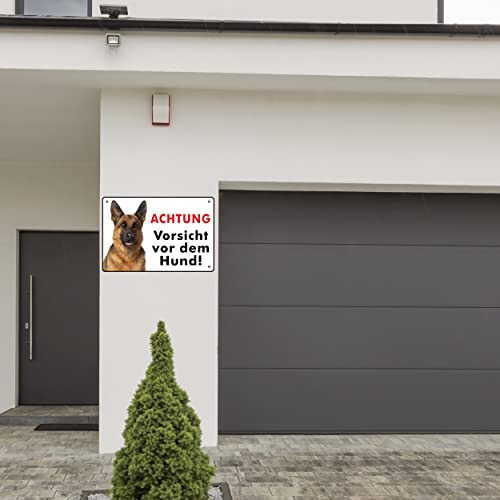 Pubblimania Deutscher Schäferhund ACHTUNG vorsicht vor dem Hund! Aluminium-Verbundschild für den Außen- und Innenbereich, 3 mm stark Cm 20x30