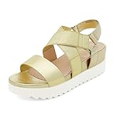 DREAM PAIRS Women’s Gold Open Toe Ankle Strap Platform Wedge Sandals Size 8 M US Charlie-5