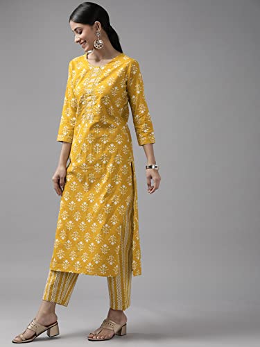 Image of YUFTA Women Sky Blue Floral Straight Kurta Trousers And Dupatta Set (1111SKDSB )