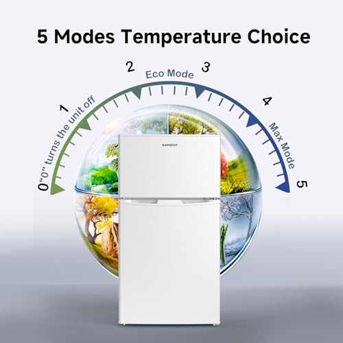 BANGSON Mini Fridge with Freezer, 2 Door Small Refrigerator with Freezer, Small Fridge for Bedroom, 3.2 CU.FT, For Home, Office, Dorm, Garage or RV, White