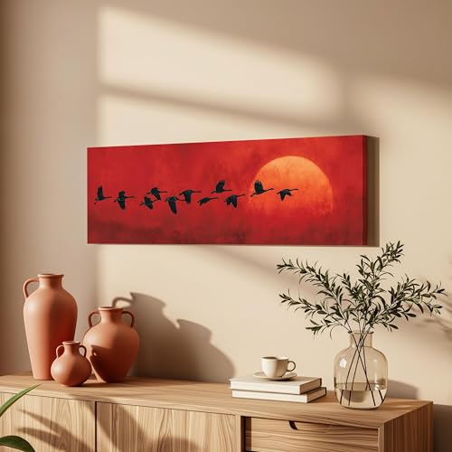 Tableau animalier panoramique oies sauvages pour décorer un bureau