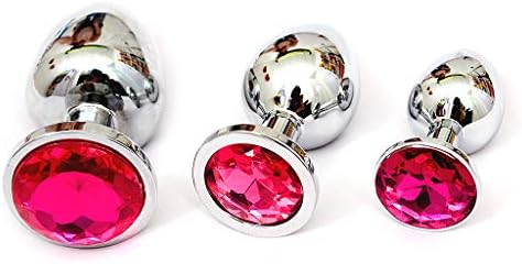 WENWING 3 Pcs Metal Crystal Round Shaped Base Amal Plug for Couples Shower Enema Six Toys