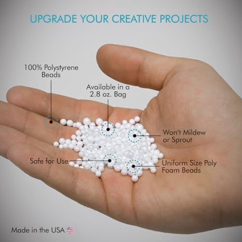Fairfield Poly-Fil Poly Beads, Premium Polystyrene Stuffing Beads, Stuffing for Stuffed Animals, Ideal for Floam and Slime, Bean Bag Filler, White, 2.8-Ounce Bag - Thumbnail 4