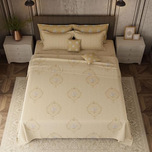 Image of BOUTIQUE LIVING Platinum Pulse Monticello 100% Cotton 800 TC Brown Floral King Bedding Set