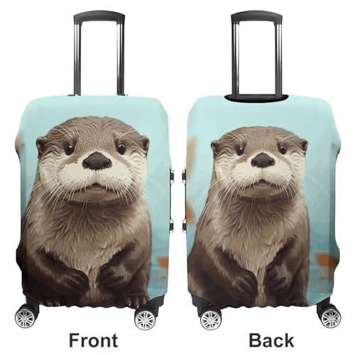 Cute Otter Travel Luggage Cover Anti-scratch Suitcase Cover Elastic Suitcase Protective Cover Fits 19-32 Inch Luggage XL3