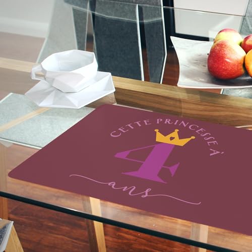 Sets de table rouge liège pour l'anniversaire d'une princesse de 4 ans - 6