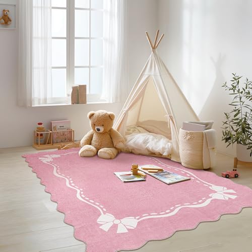 Tapete rosa para dormitorio, 152x213 cm, antideslizante miniatura 4