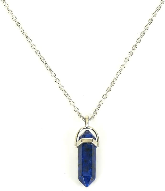 Sisadodo Healing Crystal Pendant Necklace for Women Men Natural Gemstone Reiki Chakra Necklaces for Women Hexagon Quartz Crystal Necklace Blue Lapis Lazuli Pendant Necklaces for Female Male