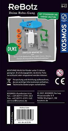 KOSMOS 602598 ReBotz - Duke der Skating-Bot, Mini-Roboter zum Bauen, Spielen und Sammeln für eine Robo-Gang, Roboter-Spielzeug, Experimentier-Set für Kinder ab 8-12 Jahre