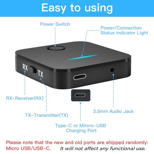 Amanka LMPYF Bluetooth Transmitter For Tv Audio Bluetooth Adapter For Stereo Receiver Bluetooth Transmitter Receiver 2 In 1 Aux Bluetooth Adapter Low Latency For Tv Laptop Pc Wireless Headphones Speakers thumb #1