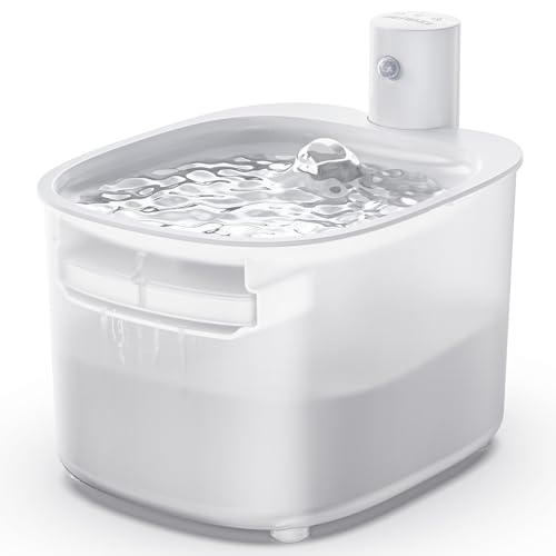 Fontanella per Gatti Senza Fili - Batteria con Sensore di Movimento -2.6L Fontana Automatico D'acqua Cani con Pila 3000mAh Ricaricabile Distributore Silenzioso Abbeveratoio - Dispenser Acqua Animali