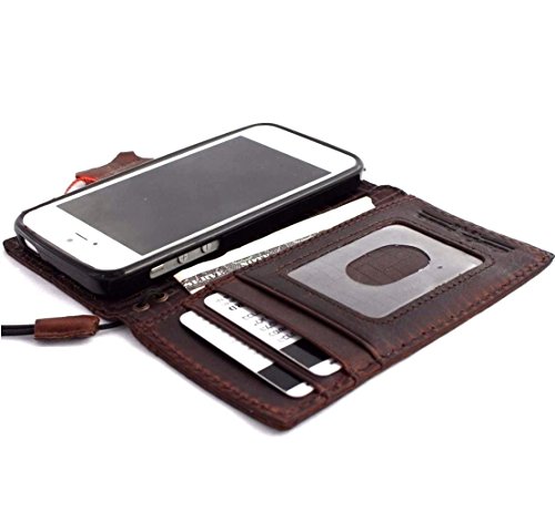 Genuine Vintage Italy Oil Leather Case For Iphone 5C 5 C Se Book Wallet Handmade Slim Cover Brown Thin Id Daviscase #TOP1