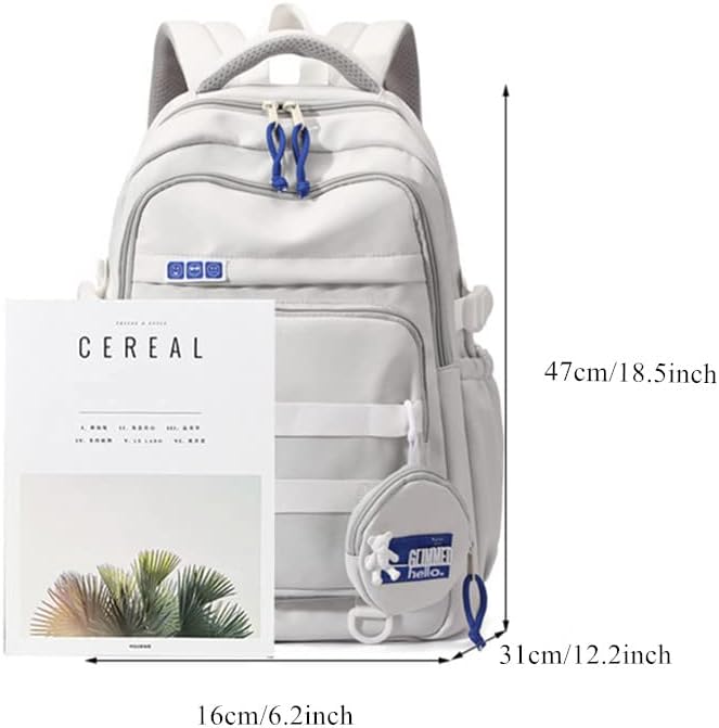 Cute Aesthetic Backpack for Girls Middle School Students Bookbag Teens Solid Color Lightweight Travel Daypack Casual Schoolbag with Coin Pouch,Purple - Image 2