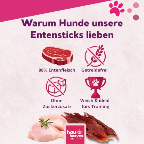 LalaZoo Przysmaki dla psów Soft Duck Jerky 500 g, miękkie filety z kaczki dla psów, wysokiej jakości przekąski dla psów, bogate w białko, bez zbóż, delikatne, suszone, naturalne nagrody, przekąska