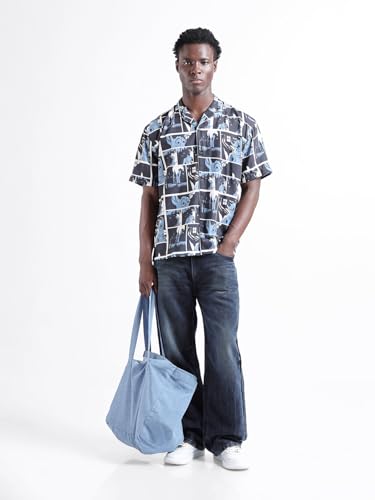 Chemise col cubain coupe décontractée avec imprimé original - 3